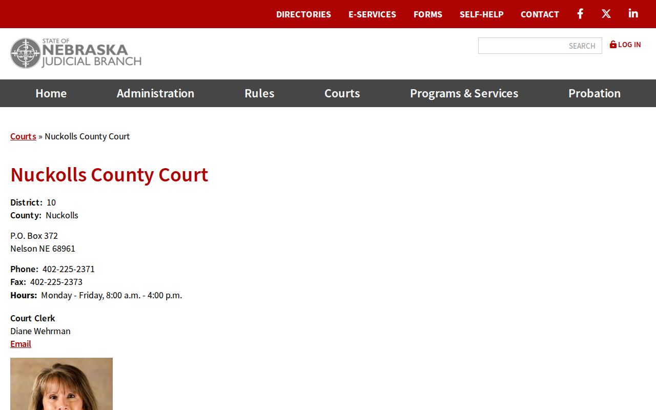Nuckolls County court case page for County Court records