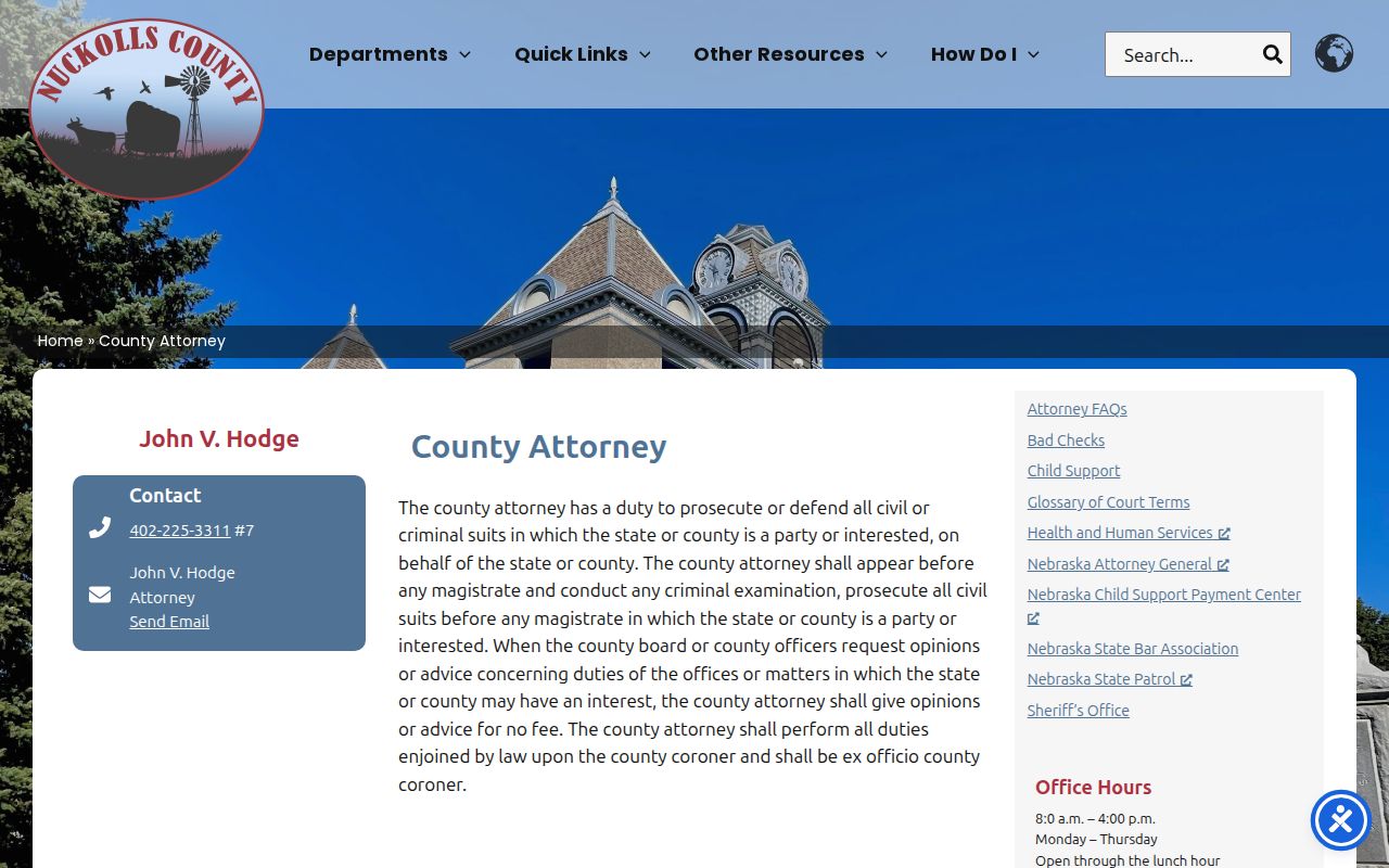 Nuckolls County Attorney source for criminal court case filings