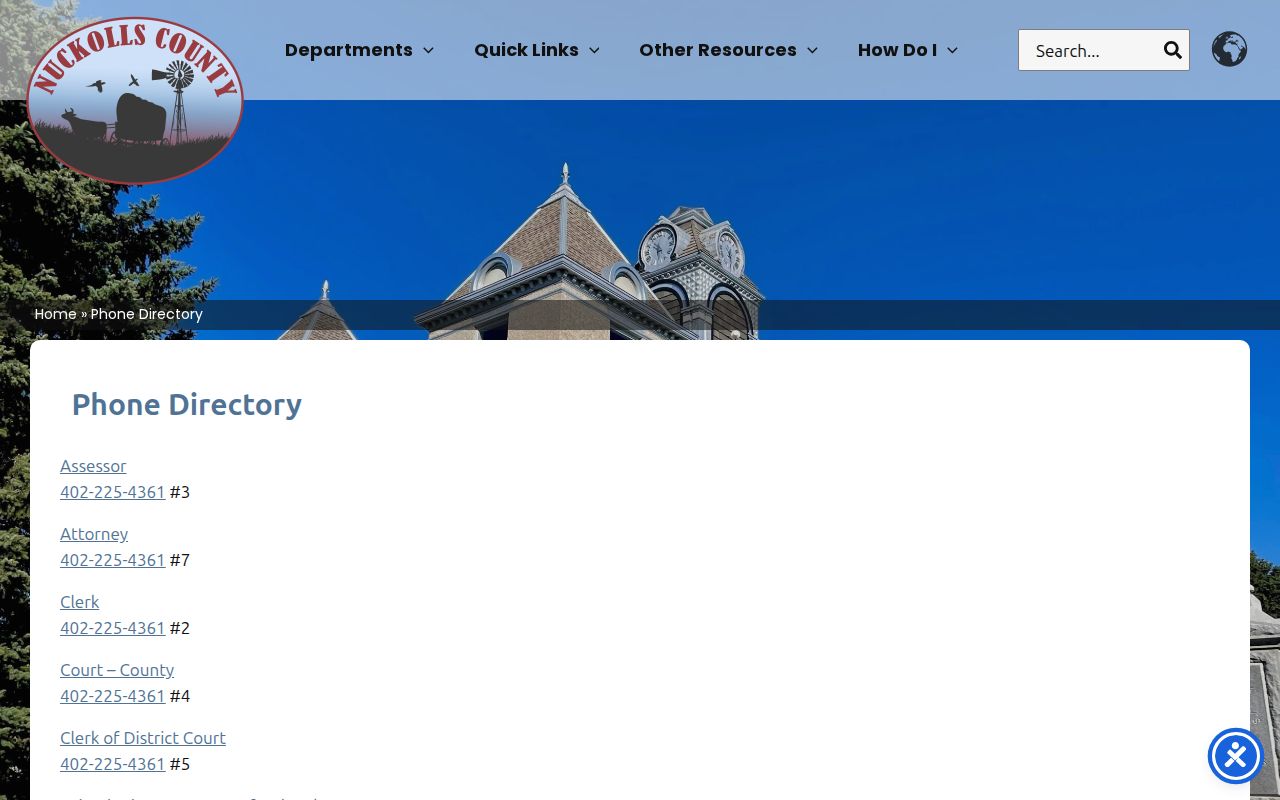Nuckolls County phone directory for sheriff and criminal records offices