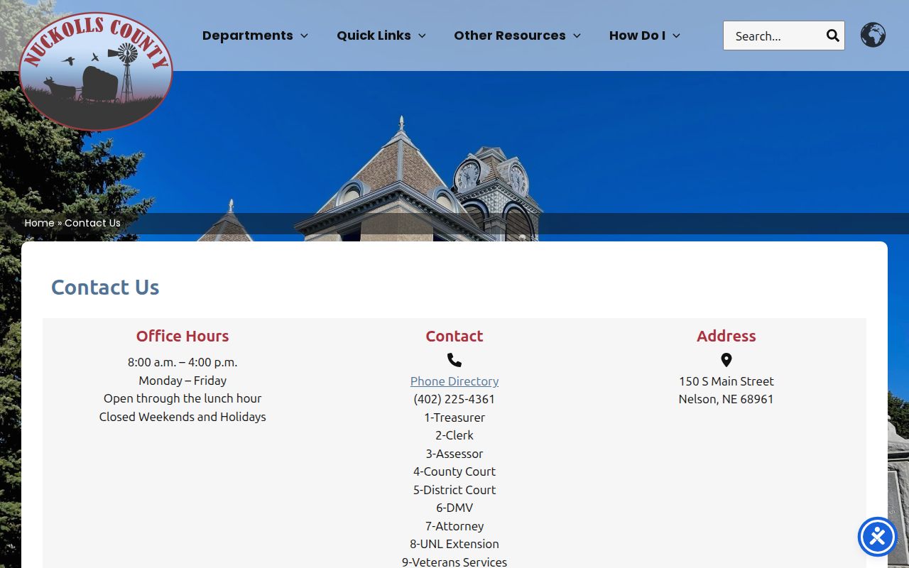 Nuckolls County courthouse contact details for criminal court records