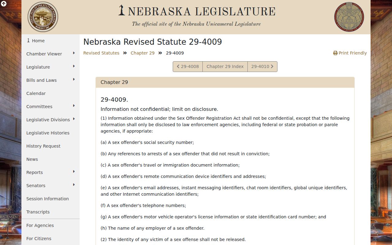 Nebraska public registry law for lawful Nuckolls County sex offender lookup use