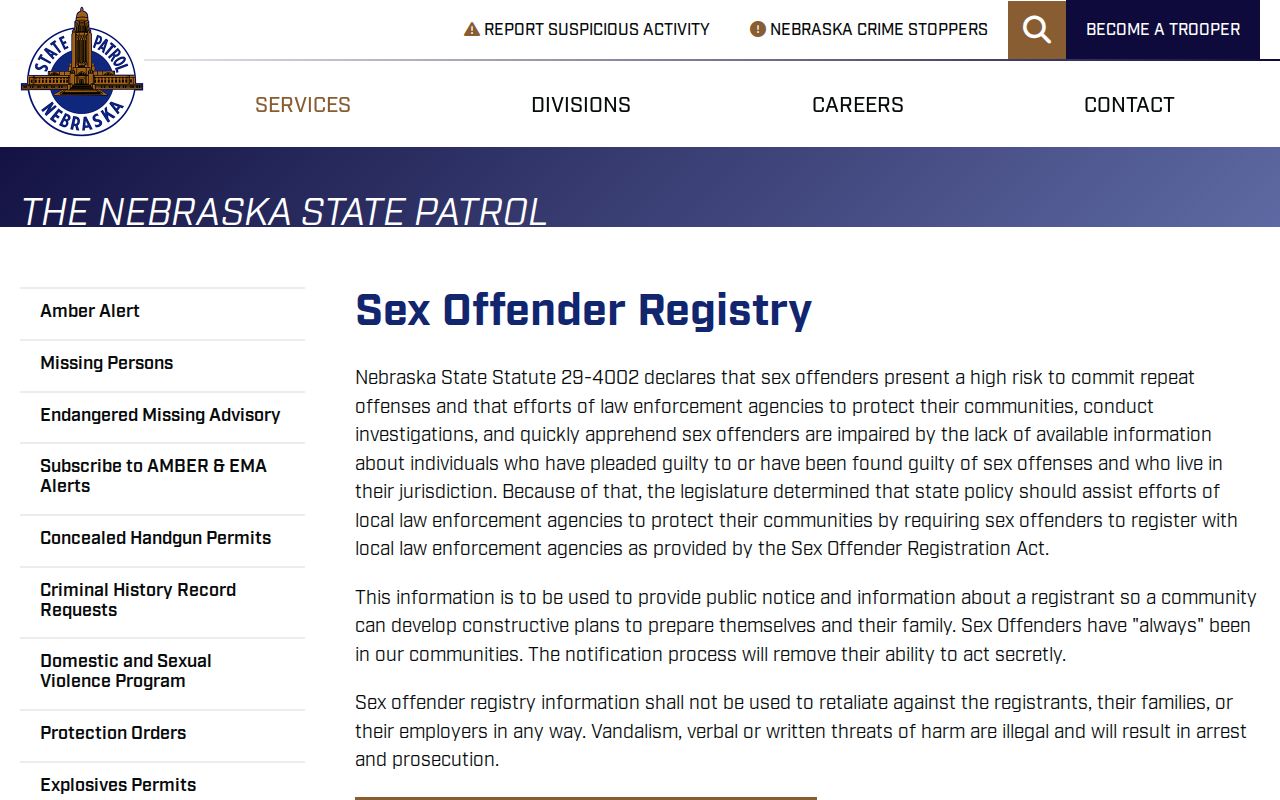 Nuckolls County sex offender lookup guidance from the Nebraska State Patrol