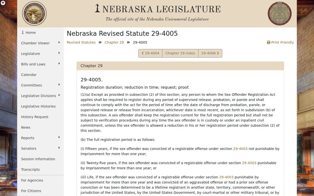 Nebraska registration period law for Nuckolls County sex offender records