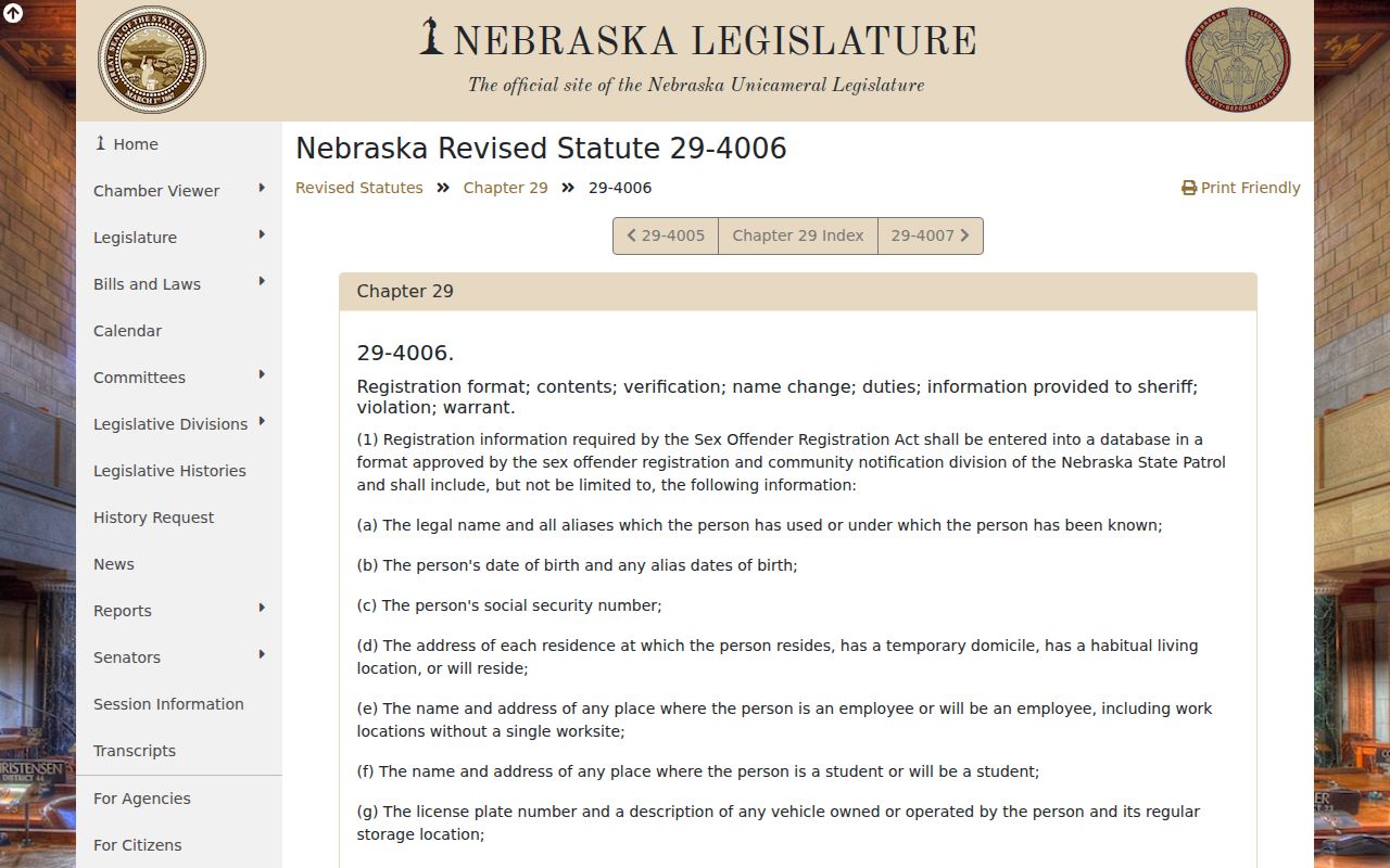Nebraska reporting duties for Nuckolls County sex offender registration
