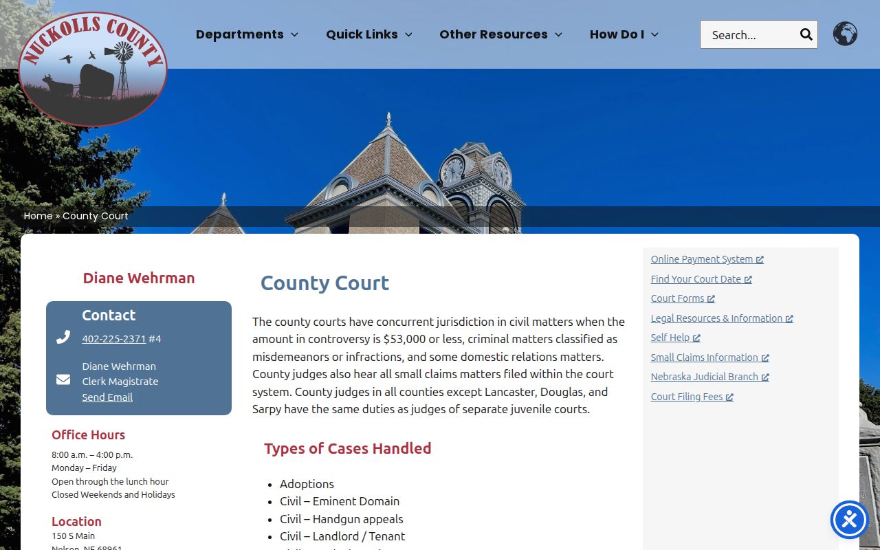 Superior criminal court records routed through Nuckolls County Court